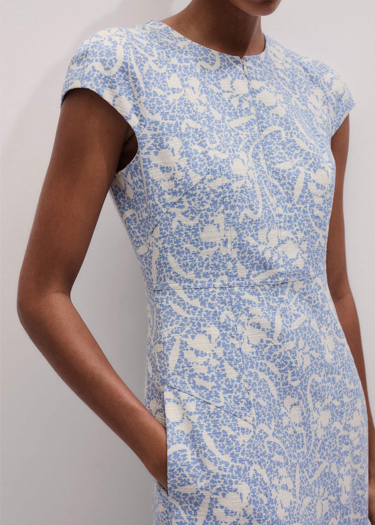 ME+EM Blue Speckled Bloom Print Fit+Flare Maxi Dress