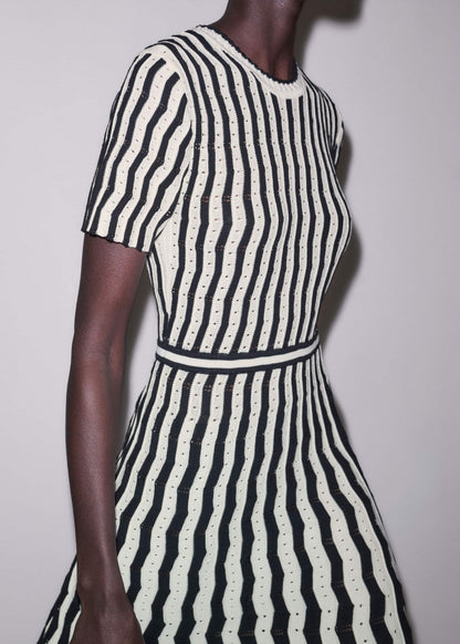 ME+EM Cream Textured Pointelle Knit Stripe Maxi Dress