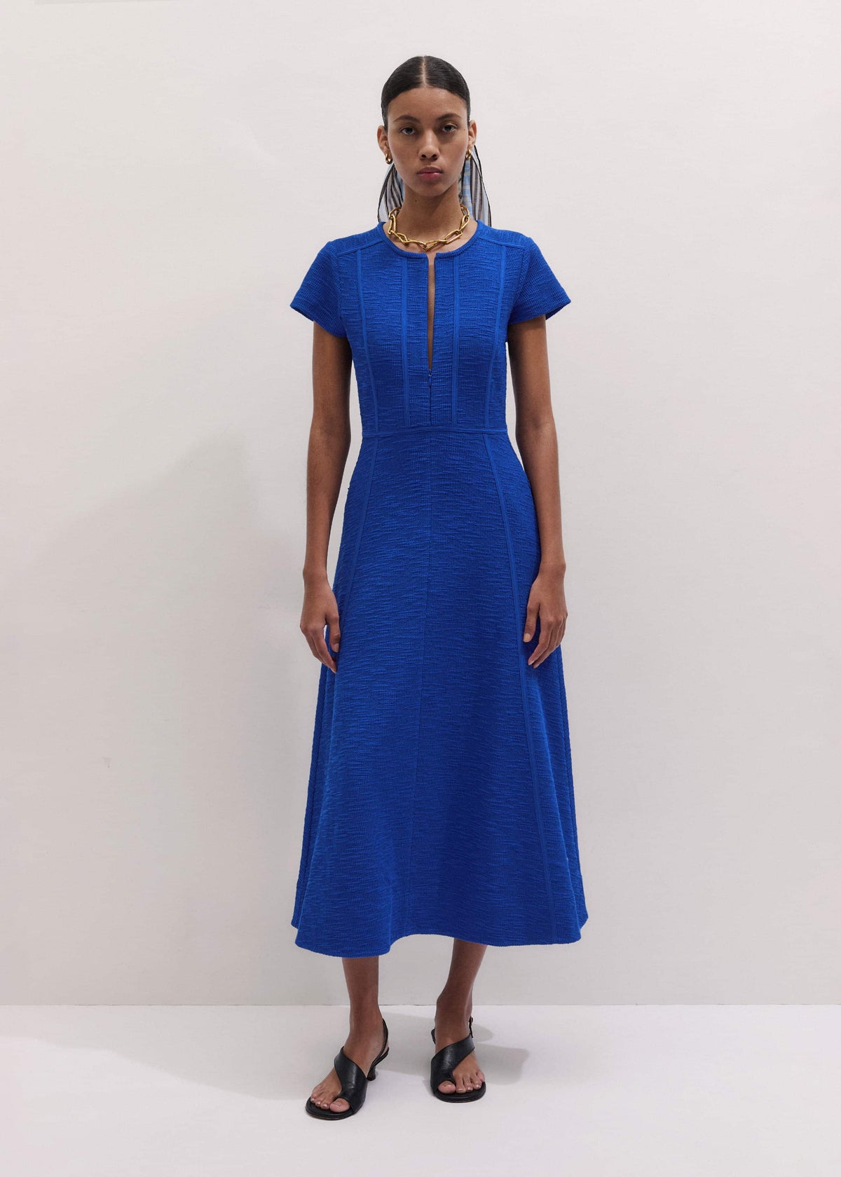 ME+EM Blue Fit + Flare Maxi Dress