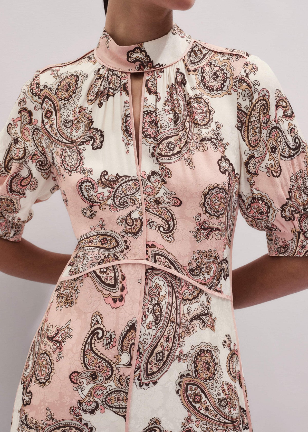 ME+EM Pink Paisley Print Fit + Flare Maxi Dress