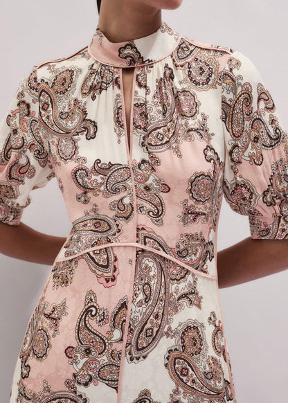 ME+EM Pink Paisley Print Fit + Flare Maxi Dress