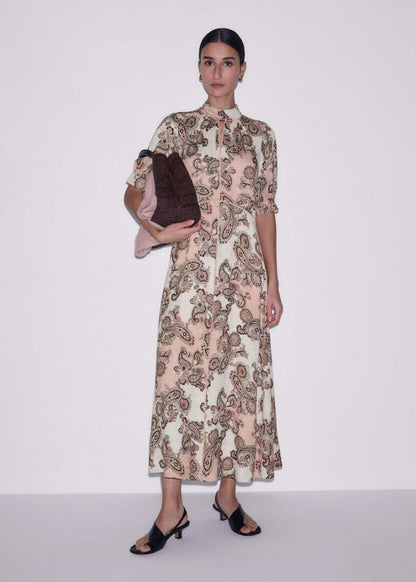 ME+EM Pink Paisley Print Fit + Flare Maxi Dress