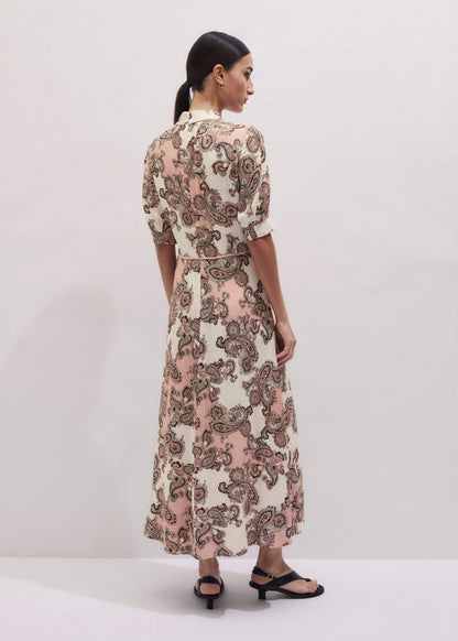 ME+EM Pink Paisley Print Fit + Flare Maxi Dress