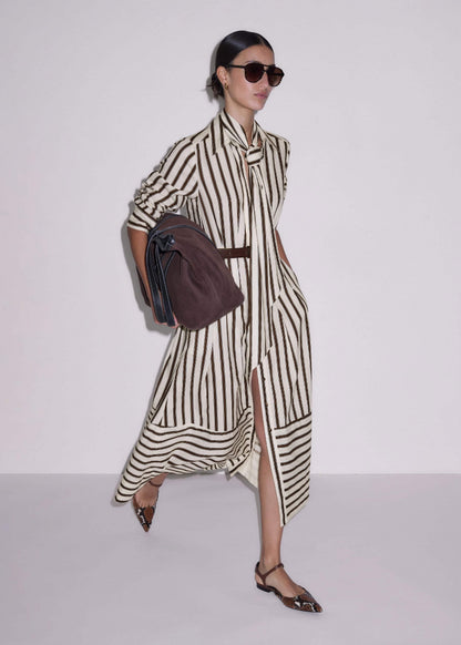 ME+EM Cream Spring Stripe Maxi Dress + Belt