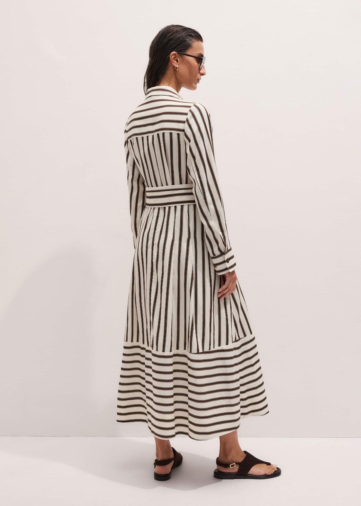 ME+EM Cream Spring Stripe Maxi Dress + Belt