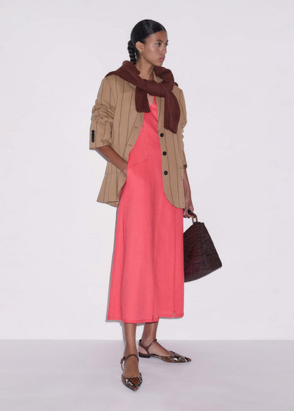 ME+EM Pink Crease-Less Linen Embroidered Maxi Dress