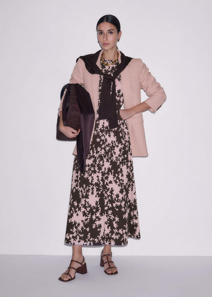 ME+EM Pink Speckled Bloom Print Contour Maxi Dress