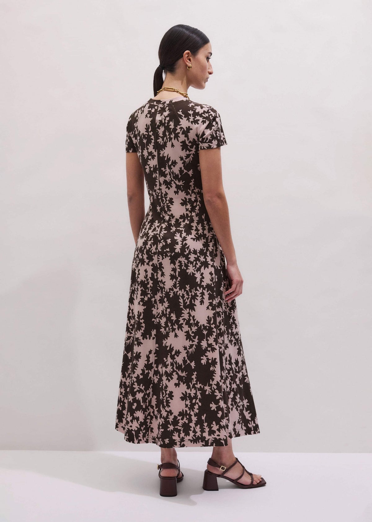 ME+EM Pink Speckled Bloom Print Contour Maxi Dress