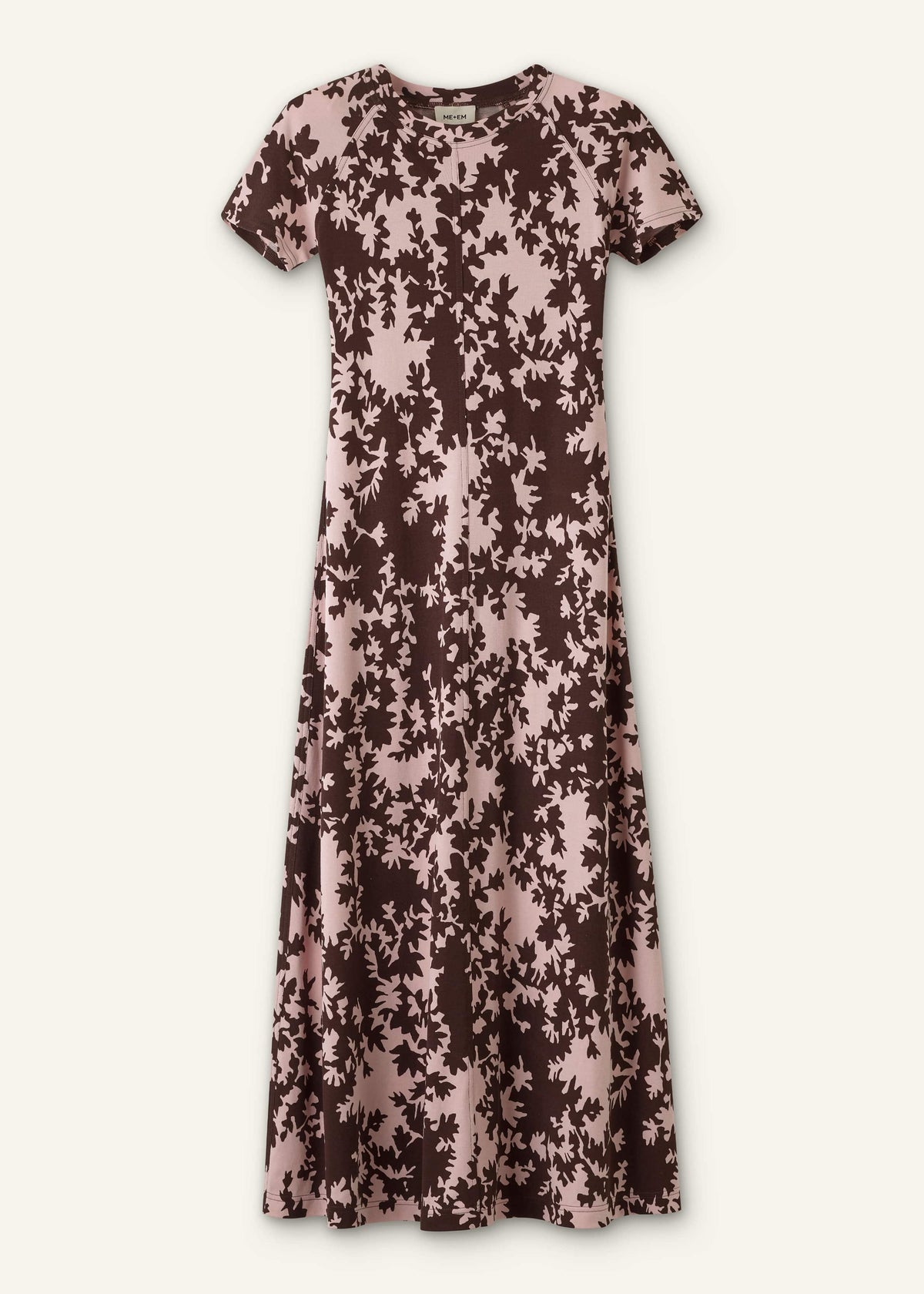 ME+EM Pink Speckled Bloom Print Contour Maxi Dress