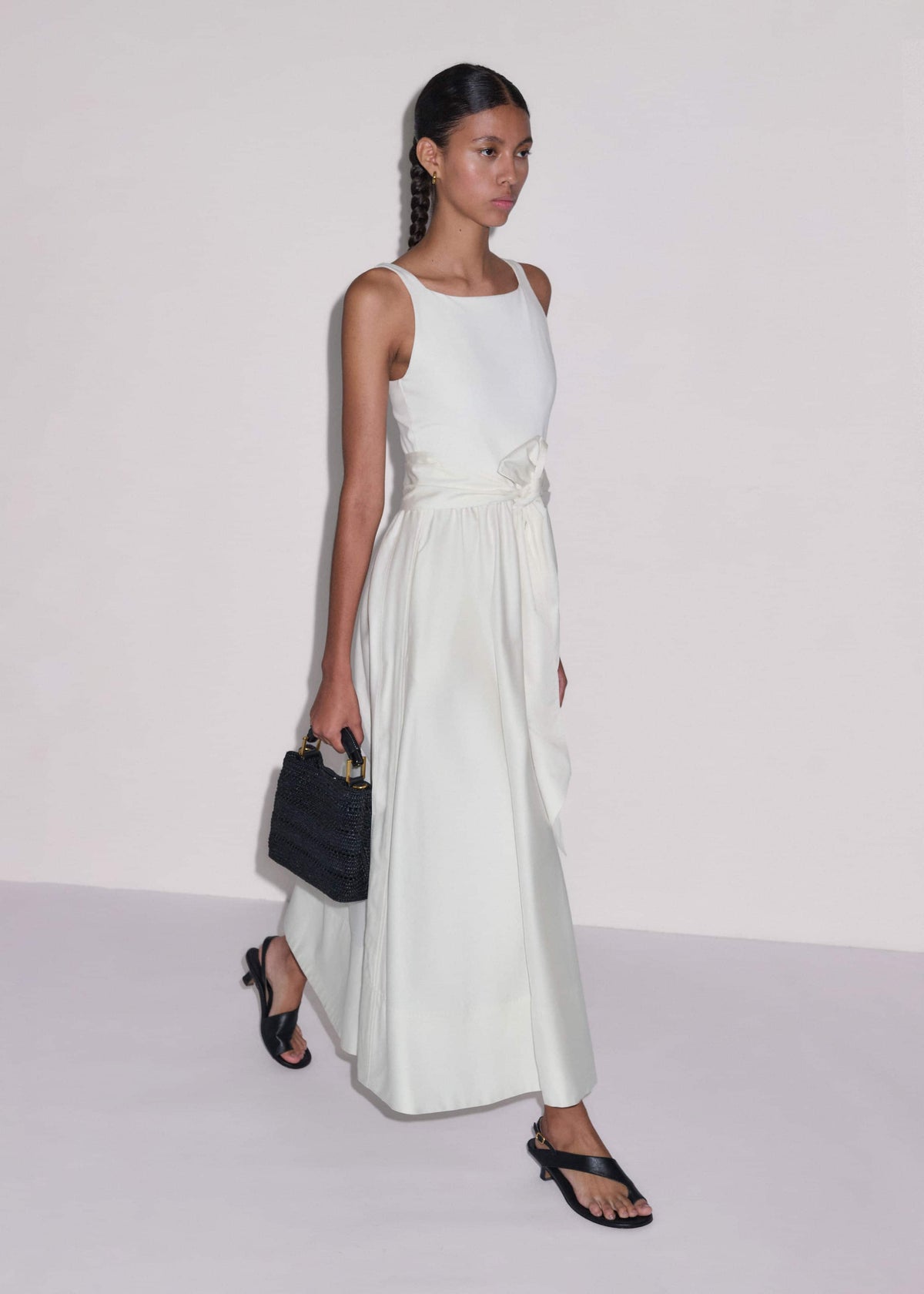 ME+EM Cream Fit + Flare Maxi Dress