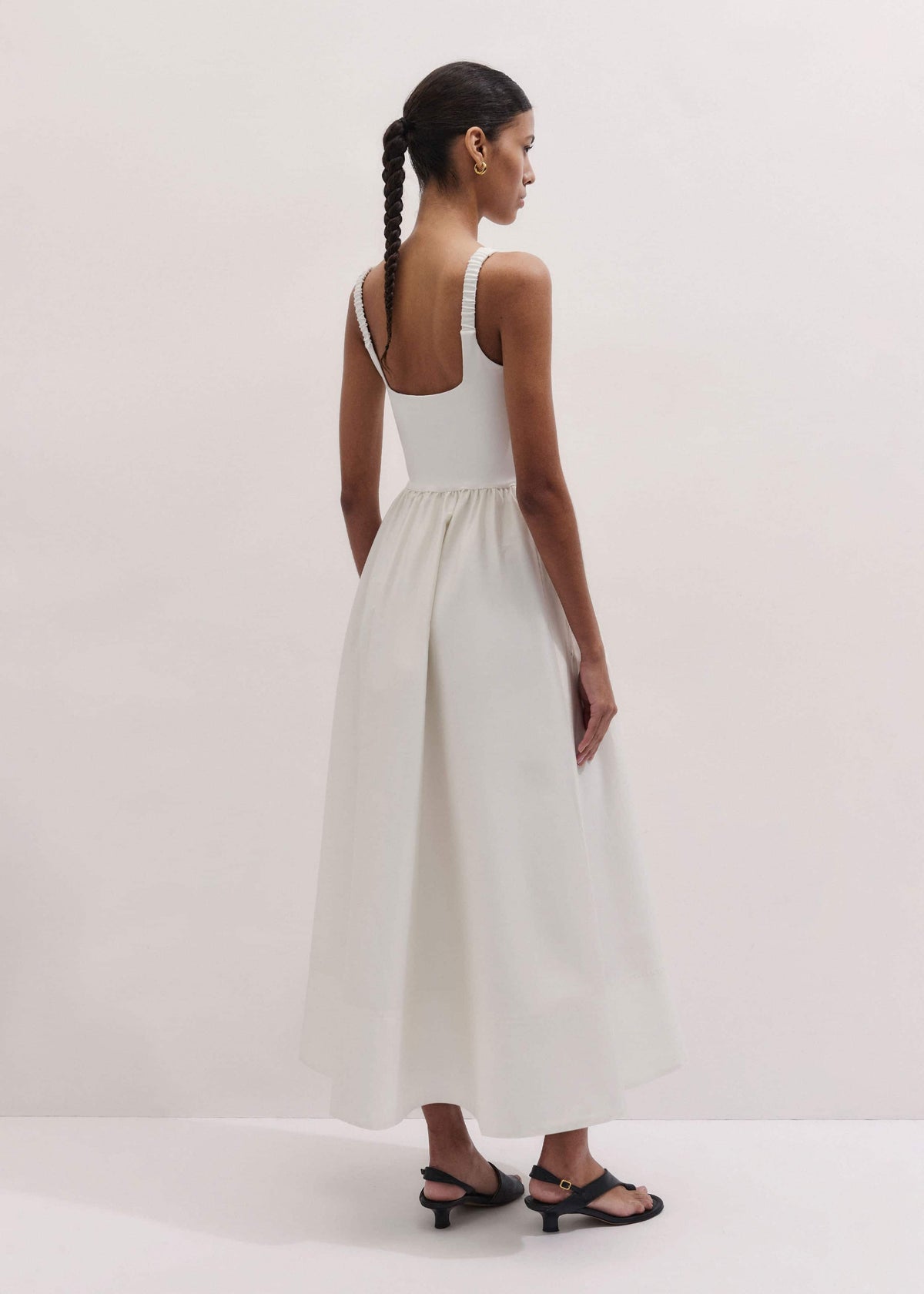 ME+EM Cream Fit + Flare Maxi Dress