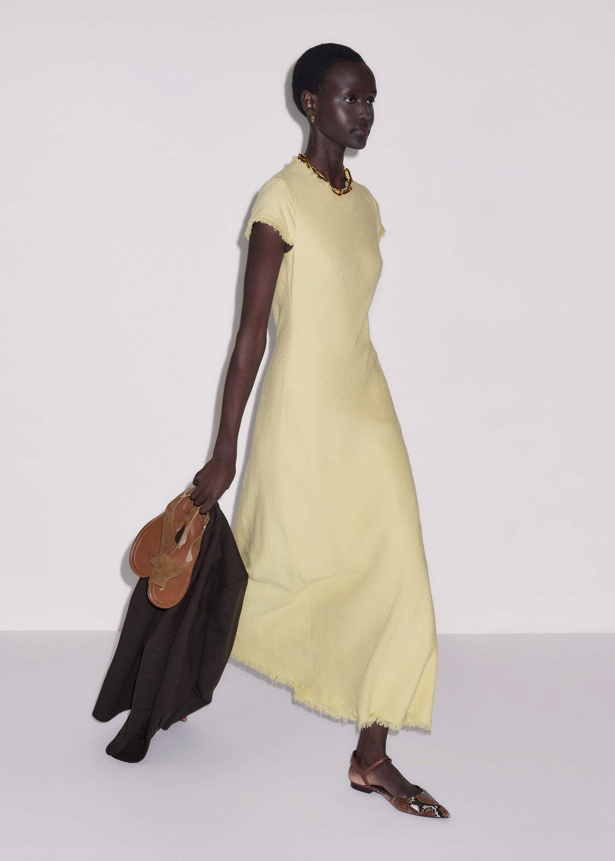 ME+EM Yellow Bias Cut Maxi Dress