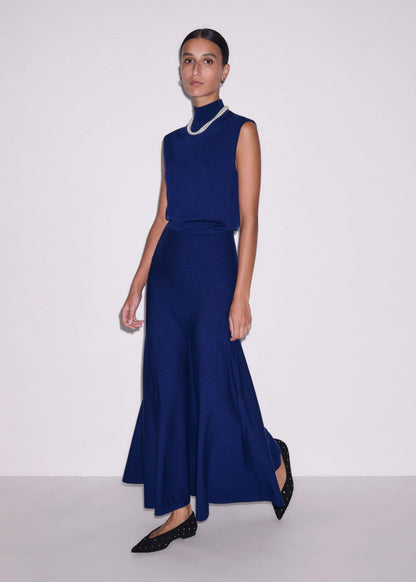 ME+EM Blue High Neck Knit Maxi Dress + Layering Top