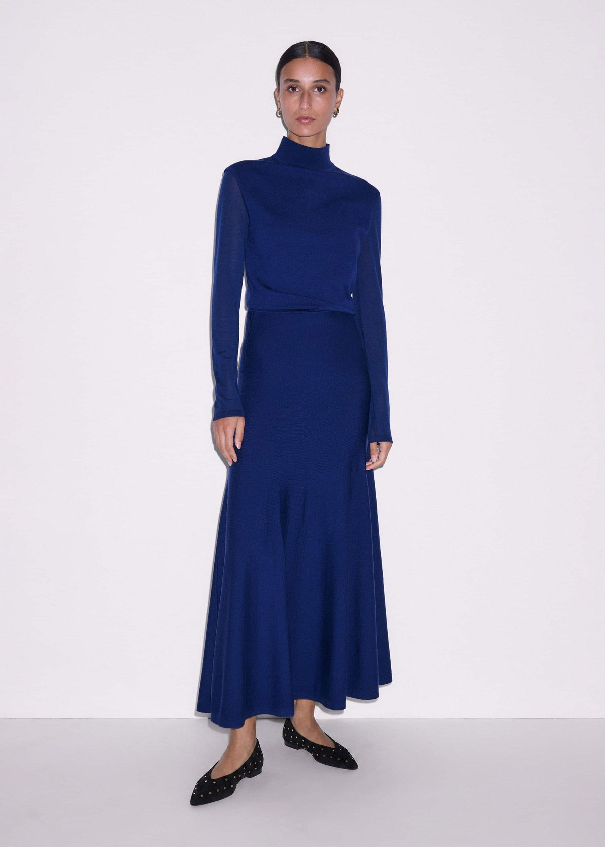 ME+EM Blue High Neck Knit Maxi Dress + Layering Top
