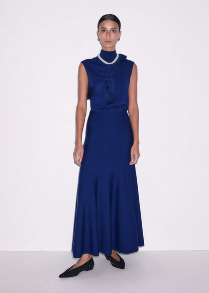 ME+EM Blue High Neck Knit Maxi Dress + Layering Top