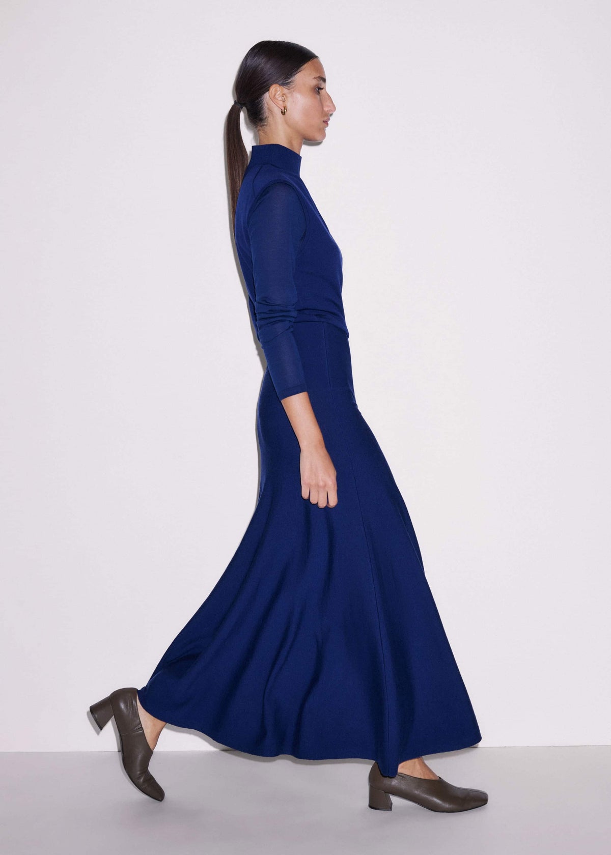 ME+EM Blue High Neck Knit Maxi Dress + Layering Top