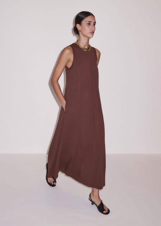 ME+EM Cinnamon Brown Maxi Swing Dress
