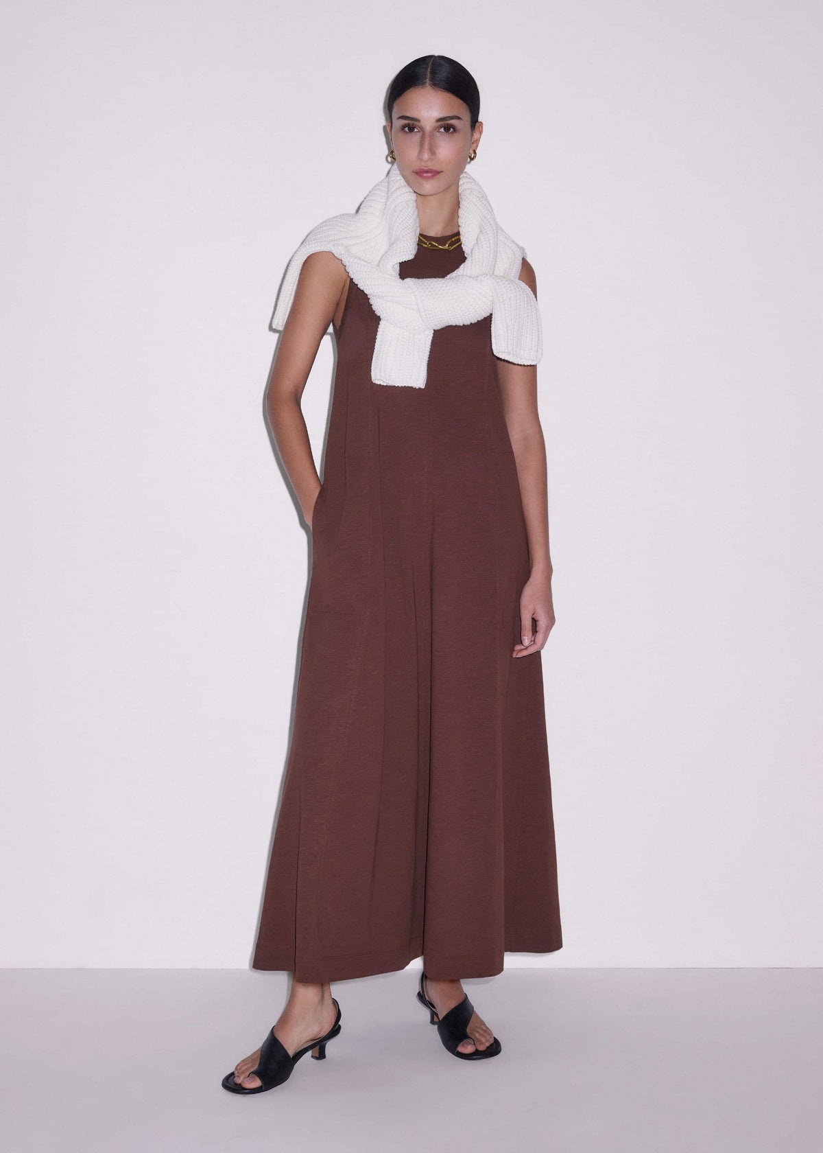 ME+EM Cinnamon Brown Maxi Swing Dress