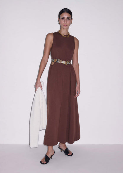 ME+EM Cinnamon Brown Maxi Swing Dress
