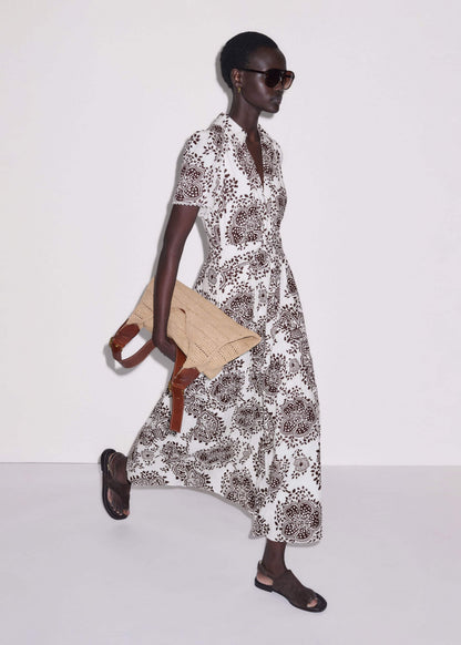 ME+EM White Cheesecloth In-Full-Bloom Print Maxi Dress + Belt