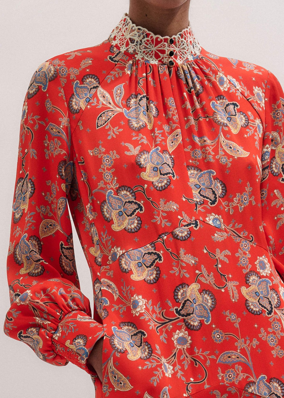 ME+EM Orange Fit + Flare Ornate Paisley Print Maxi Dress