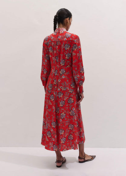 ME+EM Orange Fit + Flare Ornate Paisley Print Maxi Dress