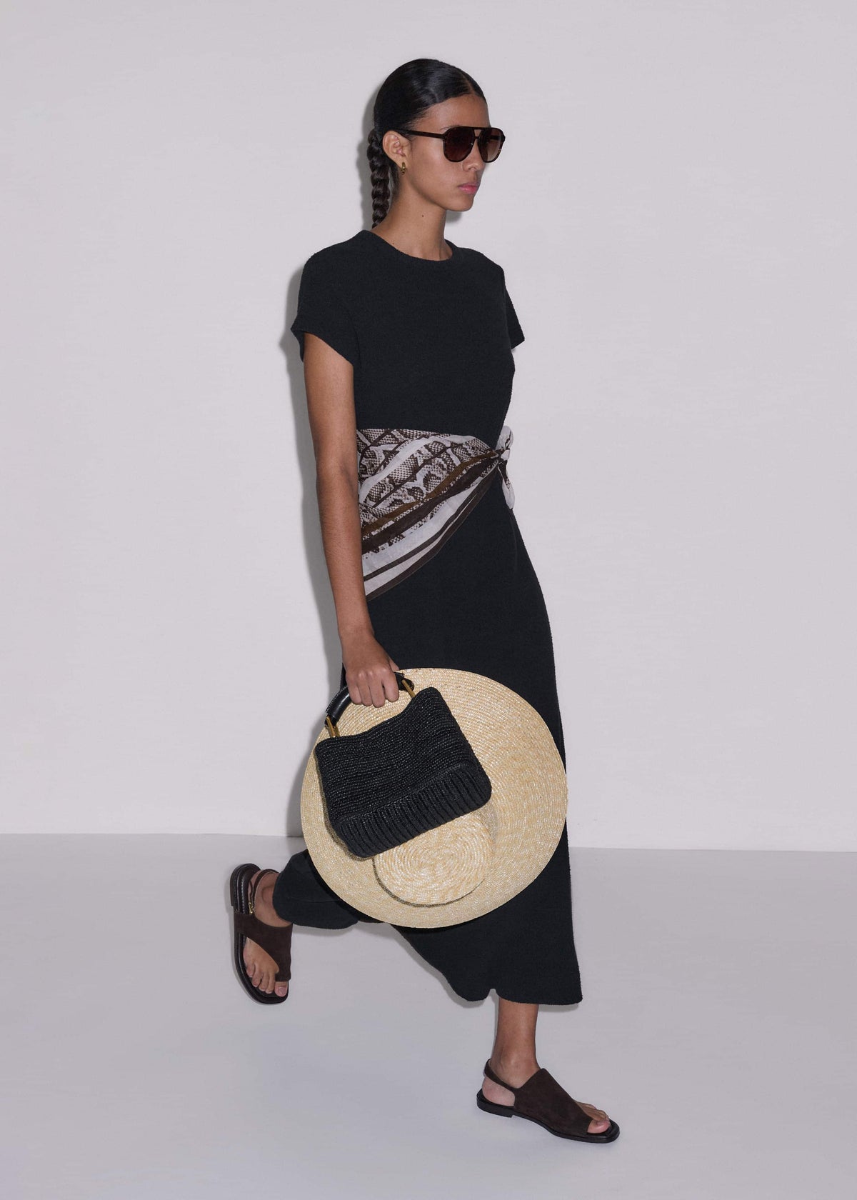 ME+EM Black A-Line Maxi Tee Dress