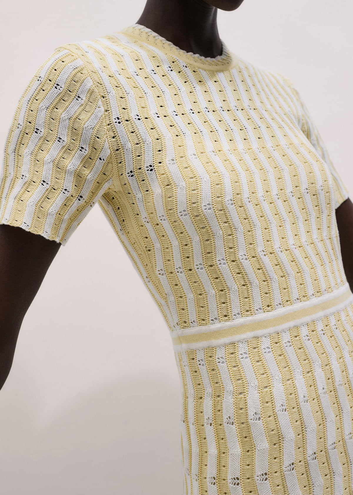 ME+EM Yellow Textured Pointelle Stripe Knit Maxi Dress