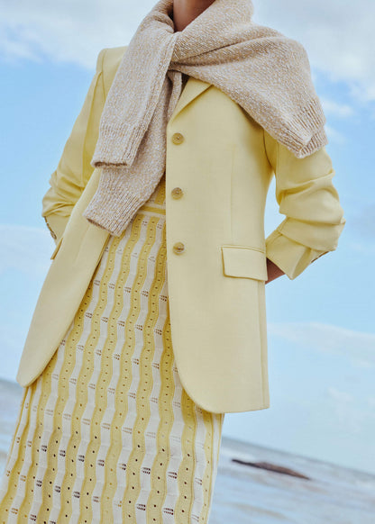 ME+EM Yellow Textured Pointelle Stripe Knit Maxi Dress
