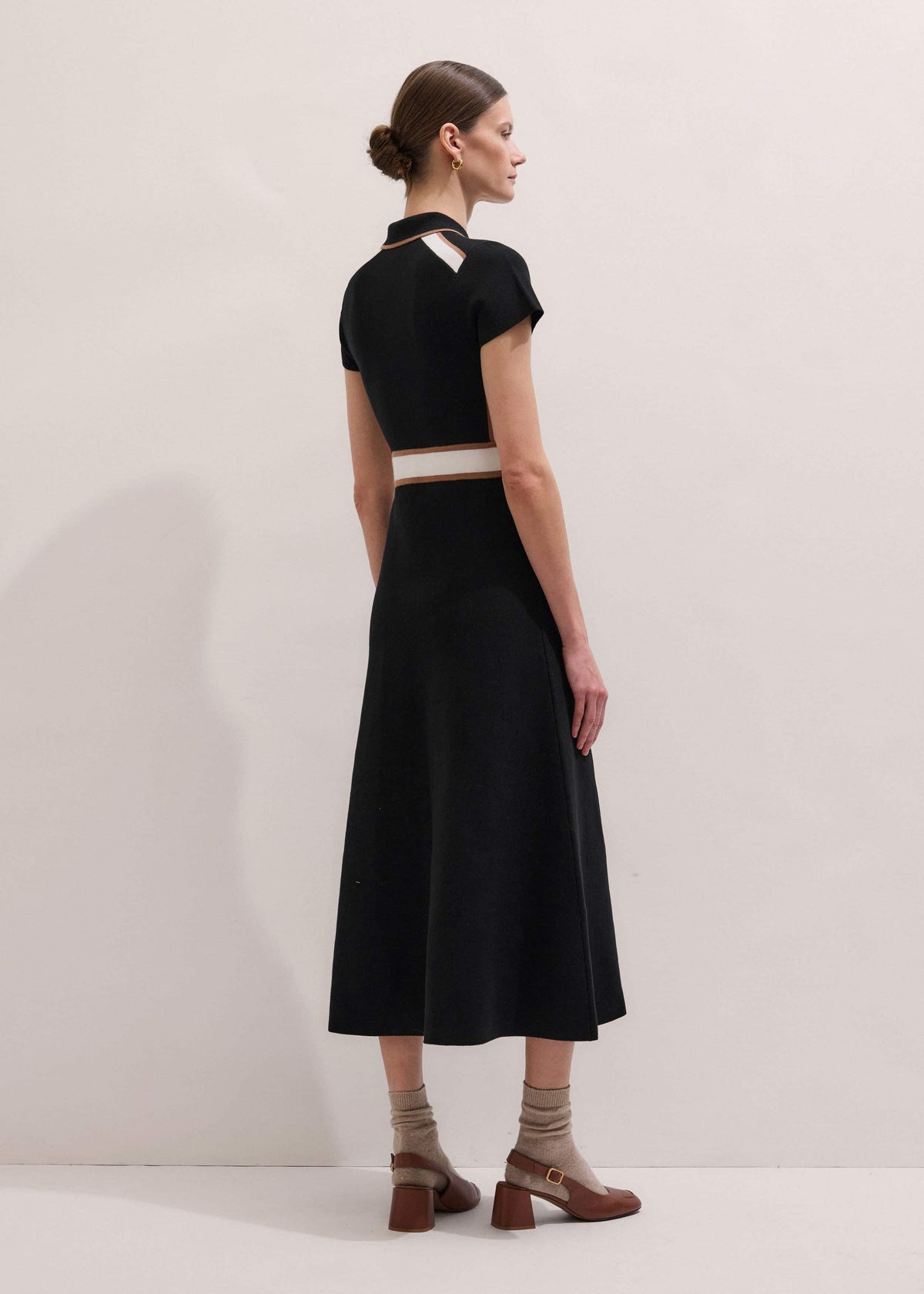 ME+EM Black Milano Knit Collared Maxi Dress