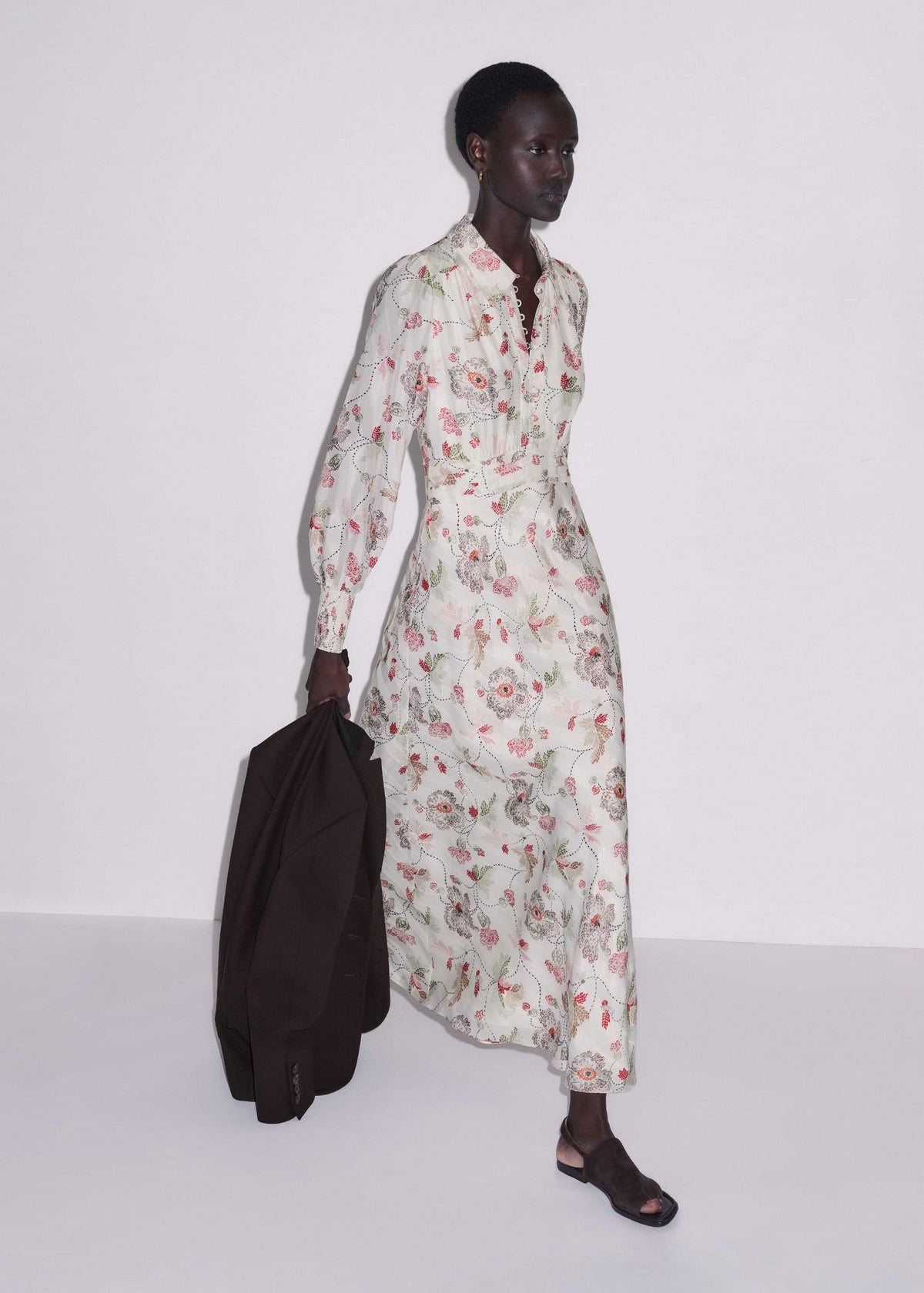 ME+EM Cream Fit + Flare Maxi Dress