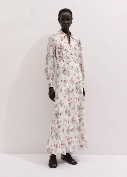 ME+EM Cream Fit + Flare Maxi Dress