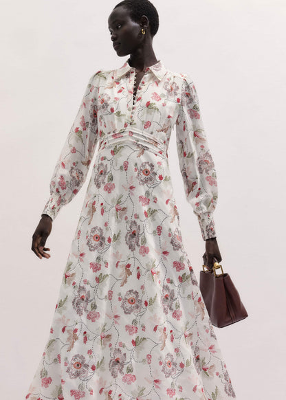 ME+EM Cream Fit + Flare Maxi Dress