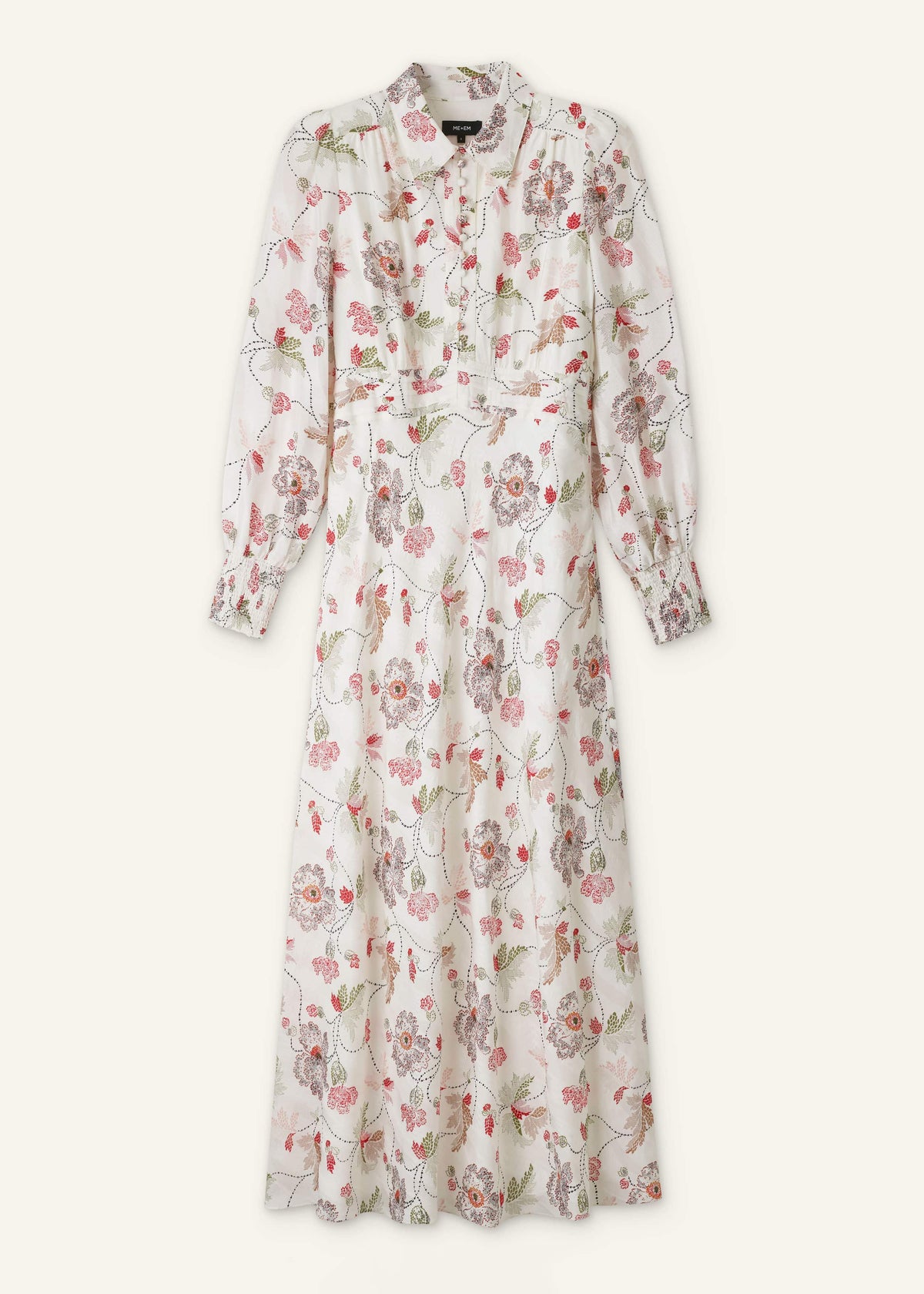 ME+EM Cream Fit + Flare Maxi Dress