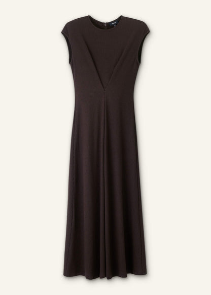 ME+EM Brown Draped Waist Clever Pleat Maxi Dress