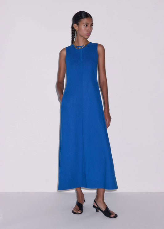 ME+EM Blue Crease-Less Linen Effortless Maxi Dress