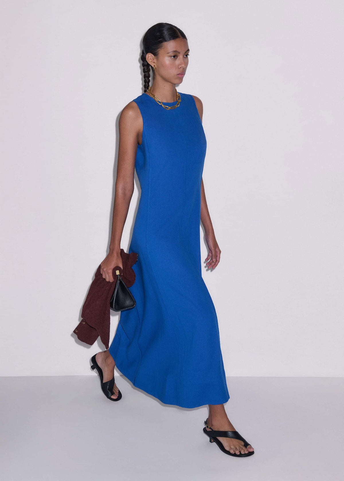 ME+EM Blue Crease-Less Linen Effortless Maxi Dress