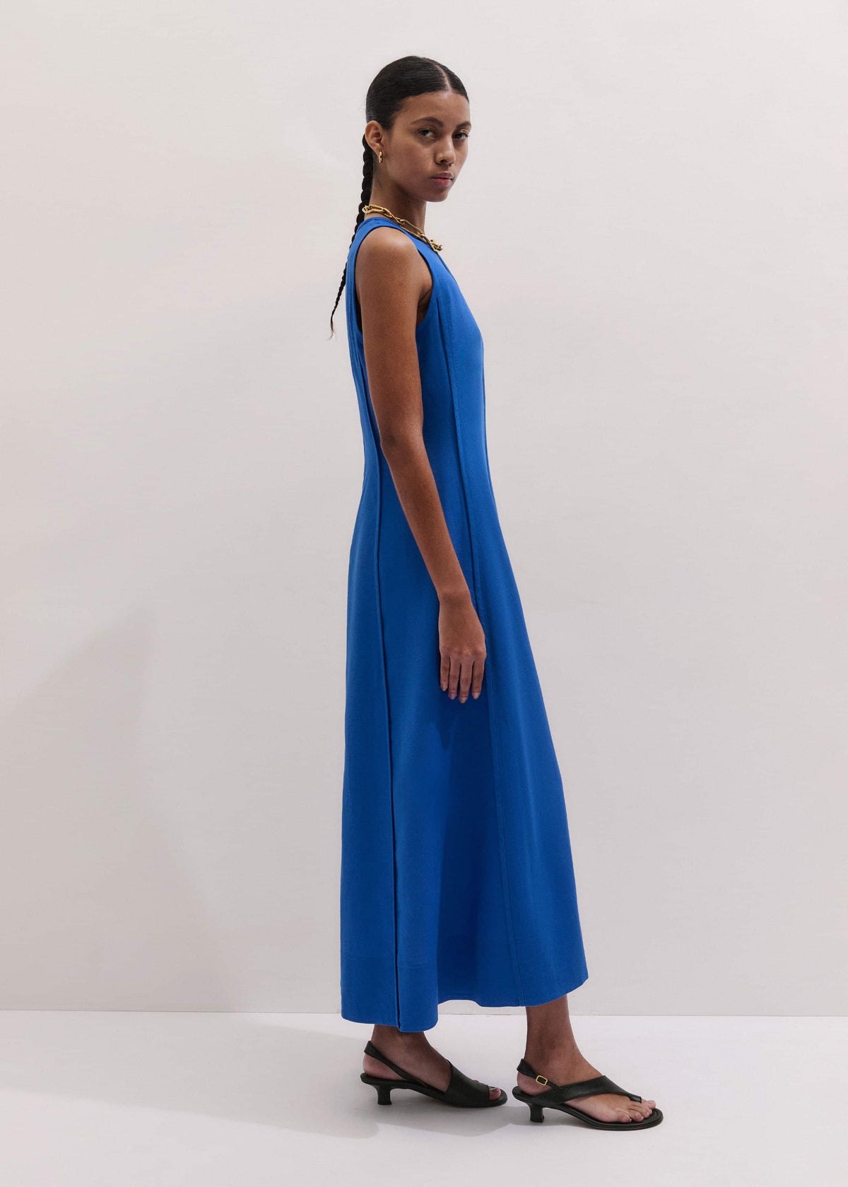 ME+EM Blue Crease-Less Linen Effortless Maxi Dress