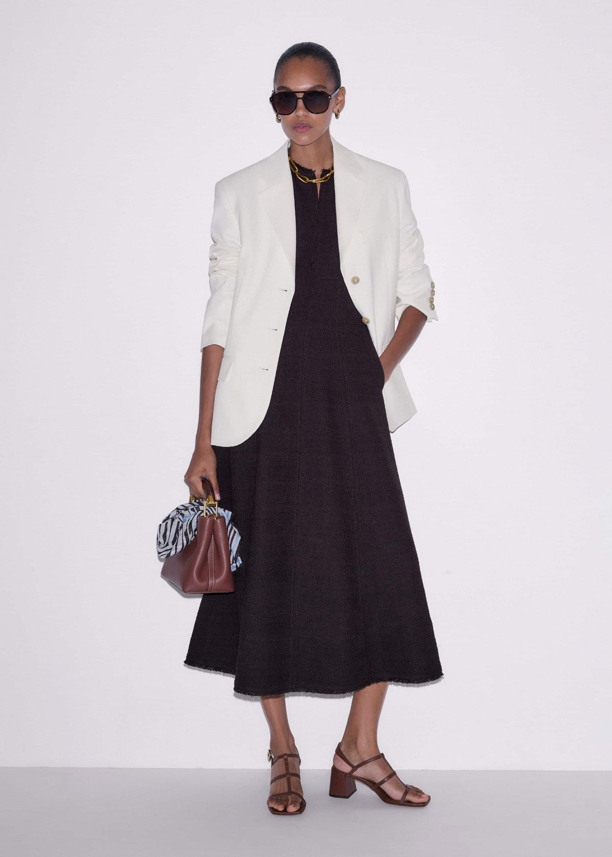 ME+EM Brown Desk-To-Dinner Fit And Flare Maxi Dress