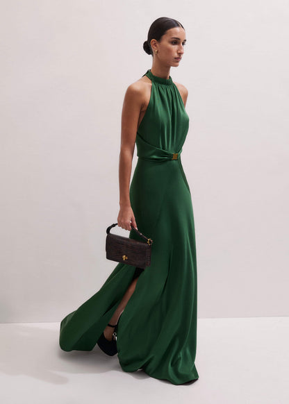 ME+EM Green Beautifully Draped Full-Length Dress