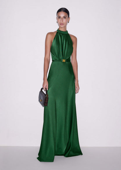 ME+EM Green Beautifully Draped Full-Length Dress