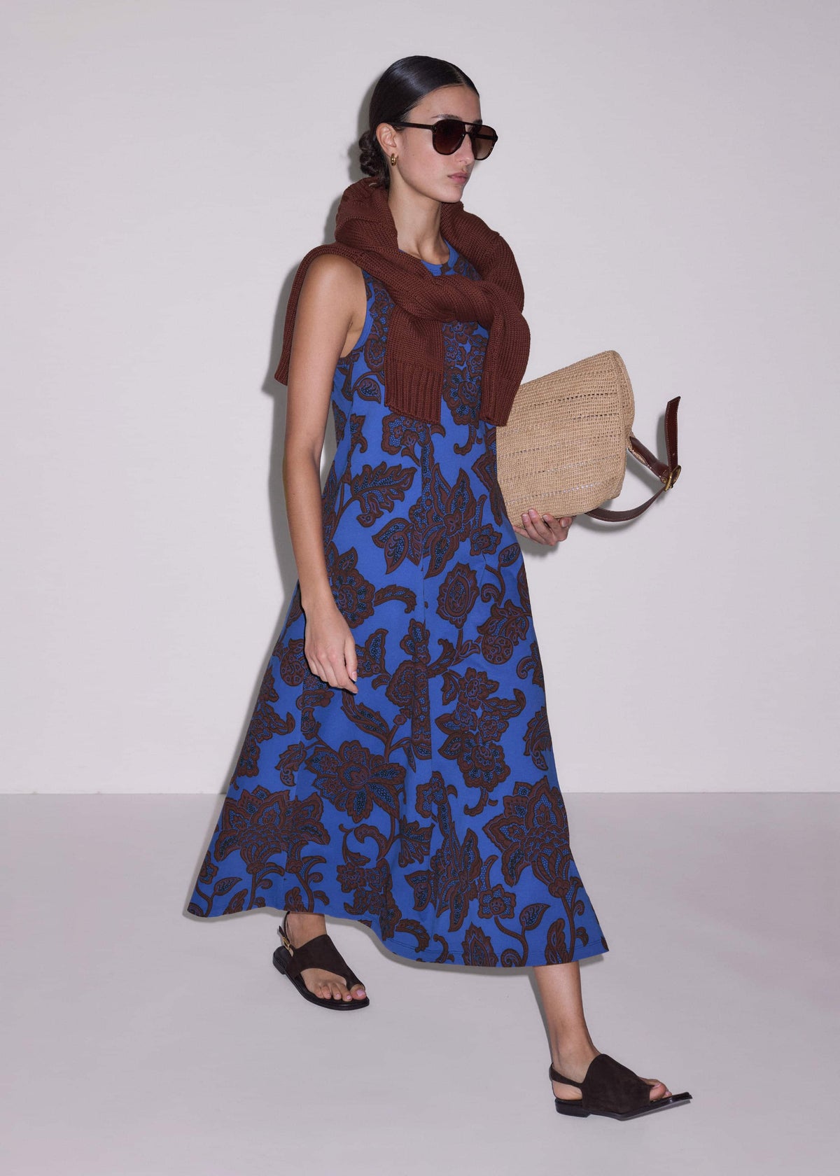 ME+EM Blue Maxi Swing Dress