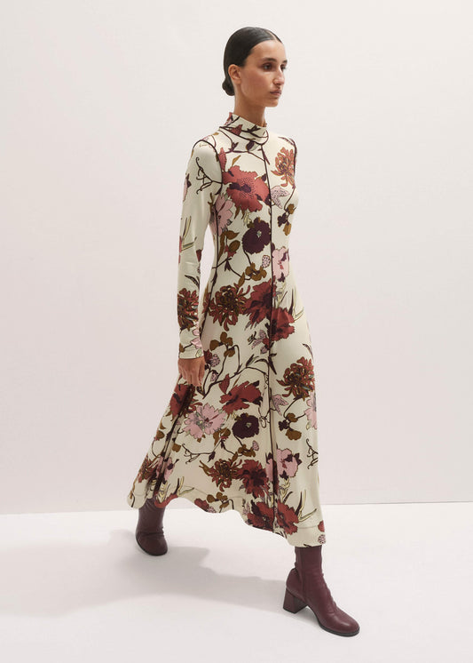 ME+EM Cream High Neck Jersey Maxi Dress