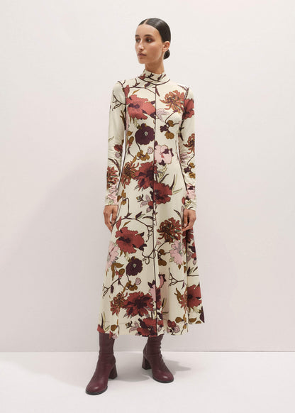 ME+EM Cream High Neck Jersey Maxi Dress