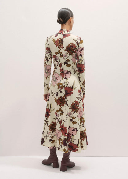 ME+EM Cream High Neck Jersey Maxi Dress