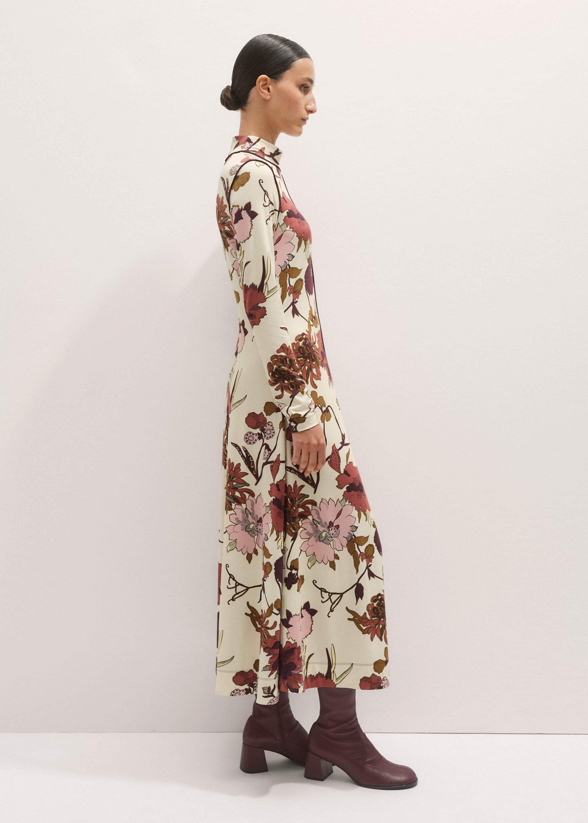 ME+EM Cream High Neck Jersey Maxi Dress
