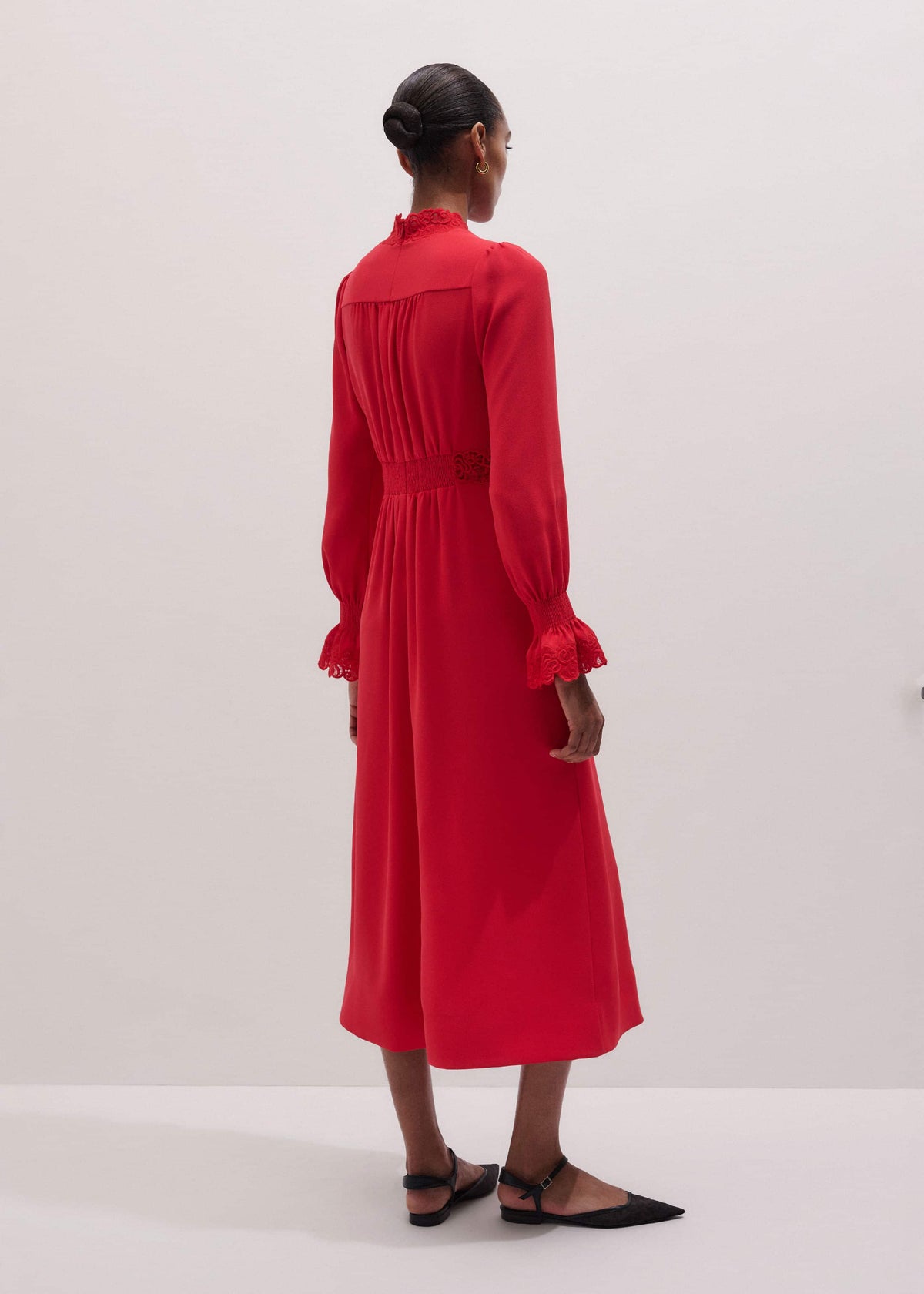 ME+EM Red Fit + Flare Lace Detail Maxi Dress