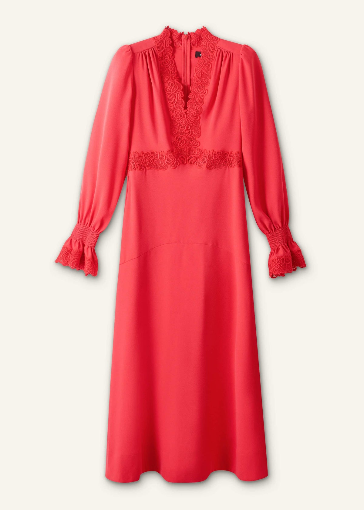 ME+EM Red Fit + Flare Lace Detail Maxi Dress