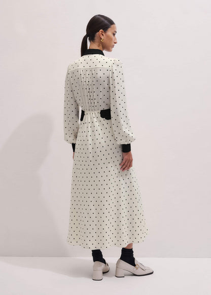 ME+EM Cream Winter Polka Dot Lace Trim Maxi Dress