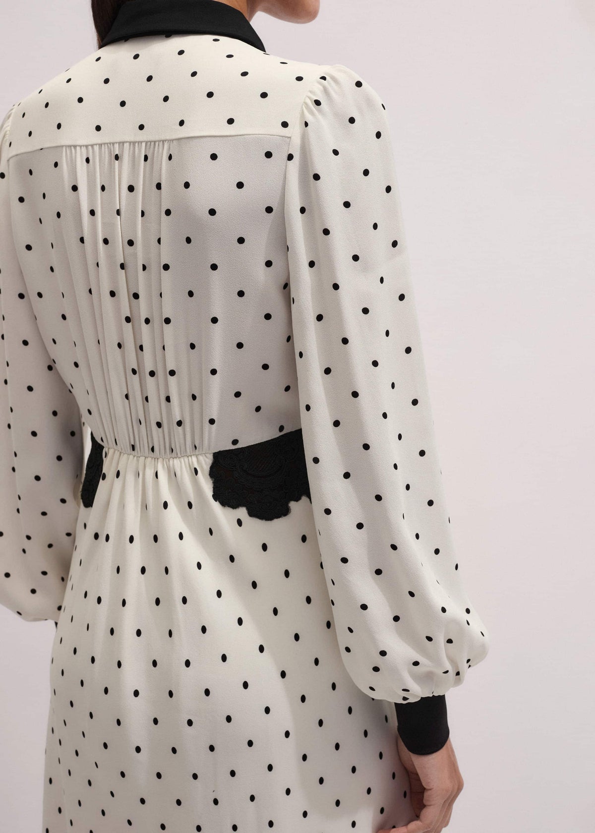 ME+EM Cream Winter Polka Dot Lace Trim Maxi Dress